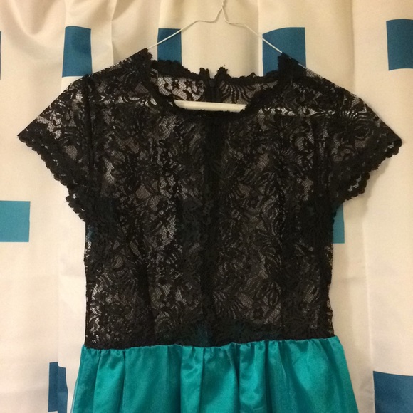 Custom made Teal & Black Dress - Picture 2 of 6